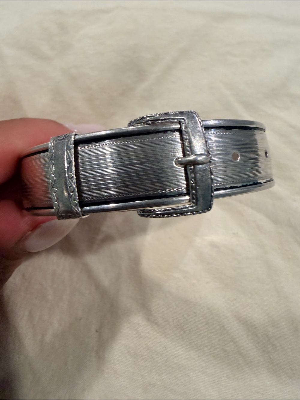 Vintage-Hayward Sterling Silver- Engraved Buckle Bracelet